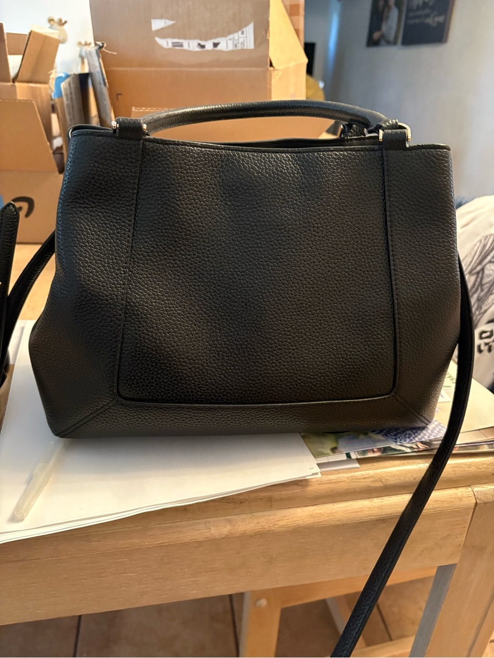 kate spade Black Pebbled Leather Satchel with Shoulder Strap - Picture 3 of 4